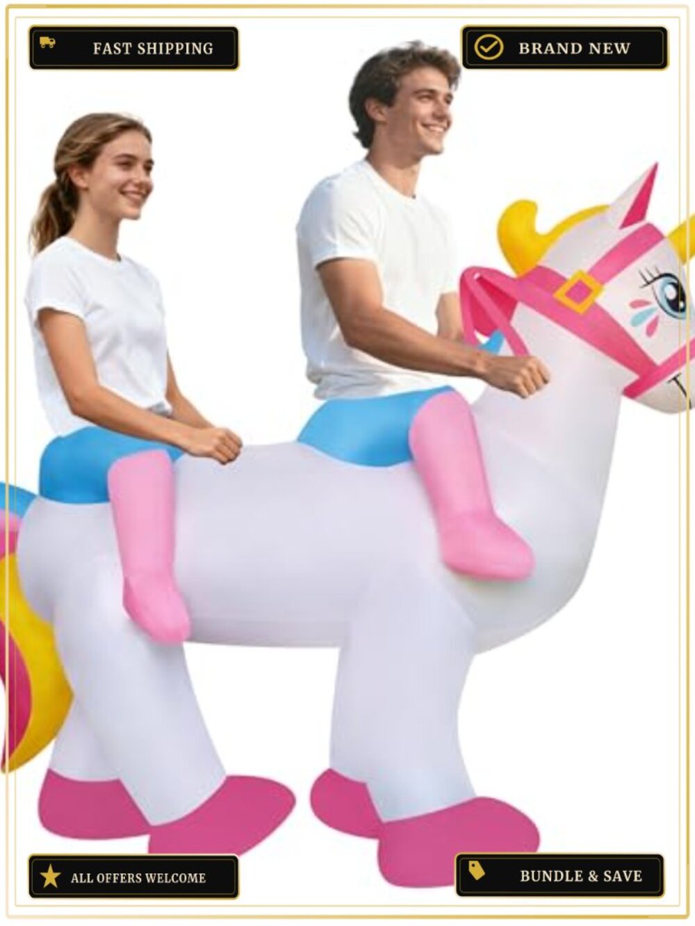 Two Person Inflatable Unicorn Costume Adult Halloween Cosplay